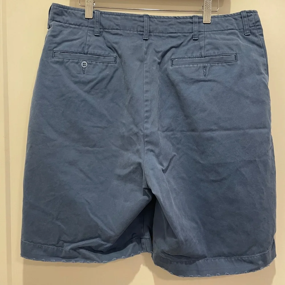Polo Ralph Lauren Mens Blue Chino Shorts Size 35 Cotton Button Fly Casual Twill